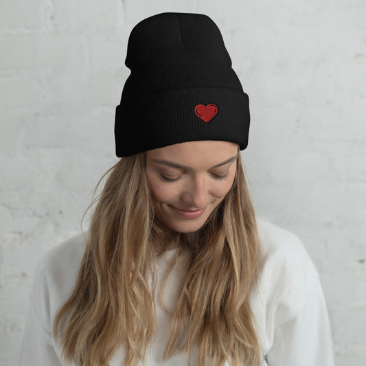 Heart Cuffed Beanie